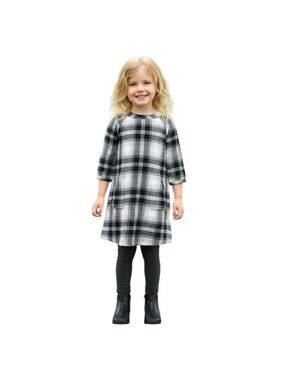 Baby Gap Toddler 4 Black White Plaid Dress Zipper Pockets